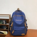 Dunkelblauer Rucksack mit TIANFLONG-Logo, Mehrfachtaschen und Leder-Reißverschlussgriffen - Blau