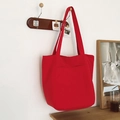 Minimalist large red canvas tote bag with wide strap and convenient front pocket - Red