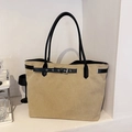 Grand sac cabas kaki avec sangles à boucle noires pour les déplacements quotidiens - Kaki