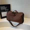 Dark brown large capacity travel bag with dry wet separation and shoulder strap - Brown