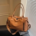 Caramel brown large capacity travel bag in waterproof material with shoulder strap - Brown