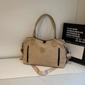 Khaki large capacity travel duffel bag with detachable shoulder strap and side zipper pockets - Khaki