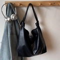 Borsa tote nera in pelle con manico a nodo elegante per il pendolarismo quotidiano - Nero