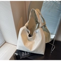 Borsa a tracolla hobo bianco crema con design a nodo e pochette interna abbinata - Bianco Sporco