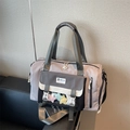 Borsa da viaggio viola chiaro con finestra a stelle trasparente e tracolla grigia regolabile - Grigio (Con Ciondolo)