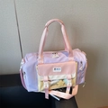 Borsa da viaggio in nylon rosa e viola con tasca trasparente e tracolla regolabile - Viola (Con Ciondolo)