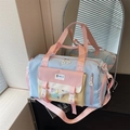 Borsa da viaggio multicolore macaron con tracolla regolabile e tasca con fibbia - Blu (Con Ciondolo)