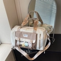 Grande borsa da viaggio in nylon beige e kaki con ciondolo a stella e tracolla regolabile - Bianco Riso (Con Ciondolo)