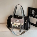Borsa da viaggio capiente in nero e grigio con tracolla regolabile e multifunzione - Nero (Con Ciondolo)