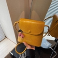 Ginger yellow PU leather crossbody bag with lychee texture and tulip pendant charm - With Charm / Yellow