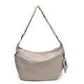 Light grey crossbody dumpling bag in pleated nylon with adjustable strap and small pouch - Gray