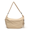 Minimalist beige nylon crossbody bag with adjustable strap and small detachable pouch - Khaki