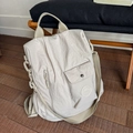 Light beige lightweight nylon backpack with large capacity and multi-functional design - Off-white