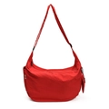 Red crescent crossbody bag in pleated nylon with matching mini pendant wallet - Red