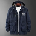 Dunkelblaue Herren-Kapuzen-Cargojacke mit verstellbarem Kordelzug und taktischen Taschen - M100-120 Jin / Königsblau