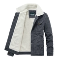 Veste en velours côtelé gris foncé pour homme avec doublure chaude en mouton - M / Gris