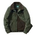 Veste homme en velours côtelé vert foncé avec col et doublure en polaire marron chaude - M / Vert Armée