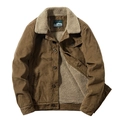 Veste en velours côtelé marron pour homme avec doublure chaude en polaire sherpa - 6XL / café