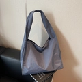 Chic blue grid pattern large tote bag with a minimalist shoulder strap for daily use - Blue