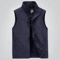 Gilet de pêche extérieur pour hommes avec doublure en maille respirante et col montant - M / Bleu
