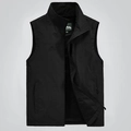 Gilet de sport extérieur pour hommes en noir avec fermeture éclair et col montant - M / Noir