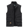Gilet da uomo leggero nero multitasche da esterno con colletto alto e cerniera lampo - M / Nero