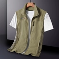 Gilet de pêche extérieur léger vert olive pour hommes avec panneaux en maille aérée - 3XL / Kaki