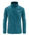 Blaugrüne leichte Herren-Outdoorjacke mit Stehkragen und orangefarbenen Zippern - M / Denim-Blau