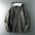Dark army green hooded jacket with thick sherpa fleece lining and button closure - M / Army Green