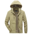 Chaqueta cortavientos para hombre en color caqui con capucha y forro de malla transpirable - M / Caqui