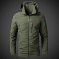 Army green men's outdoor hooded jacket with mountain embroidery and windproof fabric - M / Army Green
