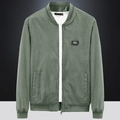 Men's olive green corduroy bomber jacket with Free Spirit patch and zipper closure - M / Bean Green