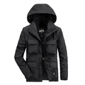 Men's black hooded outdoor utility jacket with windproof fabric and four cargo pockets - M / Black