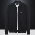 Men's casual black corduroy bomber jacket with ribbed cuffs and Free Spirit chest patch - M / Black