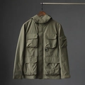 Giacca militare con cappuccio verde oliva con design utility a tasche multiple funzionali - M / Verde Militare