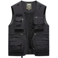 Black multi-pocket tactical work vest in lightweight nylon with breathable mesh lining - 3XL / Black