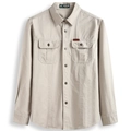 Men's khaki plus size outdoor work shirt with long sleeves and dual utility pockets - M / Beige