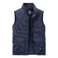 Men's dark blue outdoor vest with stand collar, multi-pockets and breathable mesh lining - M / Dark Blue