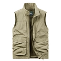 Gilet da uomo kaki per outdoor e pesca con multitasche e fodera in rete traspirante - 3XL / Cachi