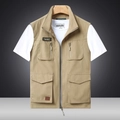 Men's outdoor multi-pocket fishing vest in khaki, waterproof quick-dry tactical style - M / Khaki