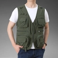 Army green multi-pocket utility vest for fishing and photography in quick-dry fabric - 6XL / Army Green