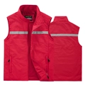 Red high-visibility utility vest with reflective stripes and multi-pocket design - M / Red