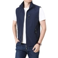 Chaleco para hombre azul marino de secado rápido con múltiples bolsillos con cremallera - M / Azul