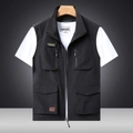 Men's black multi-pocket tactical fishing vest in waterproof quick-dry fabric - M / Black