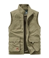 Men's outdoor utility vest in light khaki with multi-pockets and breathable mesh lining - Khaki