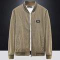 Men's khaki corduroy jacket with zipper closure and ribbed cuffs in a minimalist style - M / Camel