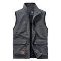 Dark grey multi-pocket outdoor cargo vest with zipper details and mesh lining - Gray