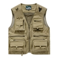 Men's khaki multi-pocket mesh outdoor vest for fishing and photography in size XL - Khaki