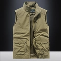 Gilet de pêche kaki à poches multiples avec doublure en maille respirante et col montant - 3XL / Khaki
