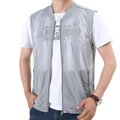 Mens lightweight breathable grey mesh vest with multiple zipper pockets for summer outdoors - S / Gray